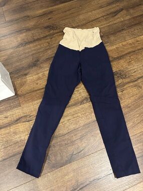 Maternity navy ankle pants with bellyband